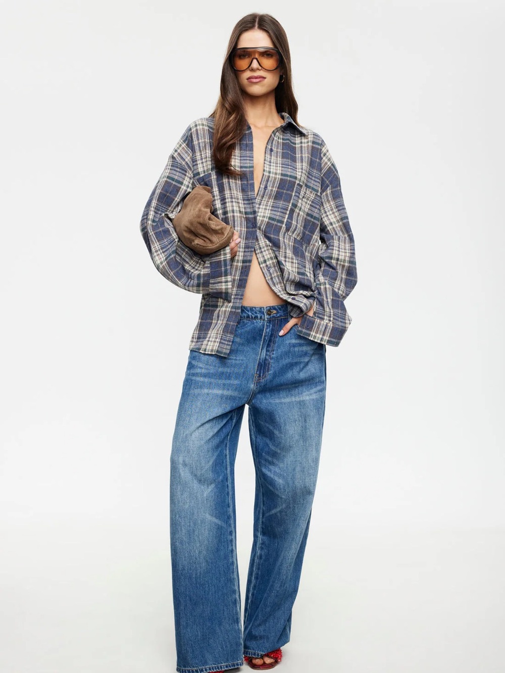 LIONESS | CLARITY SHIRT | ASH PLAID | 1U